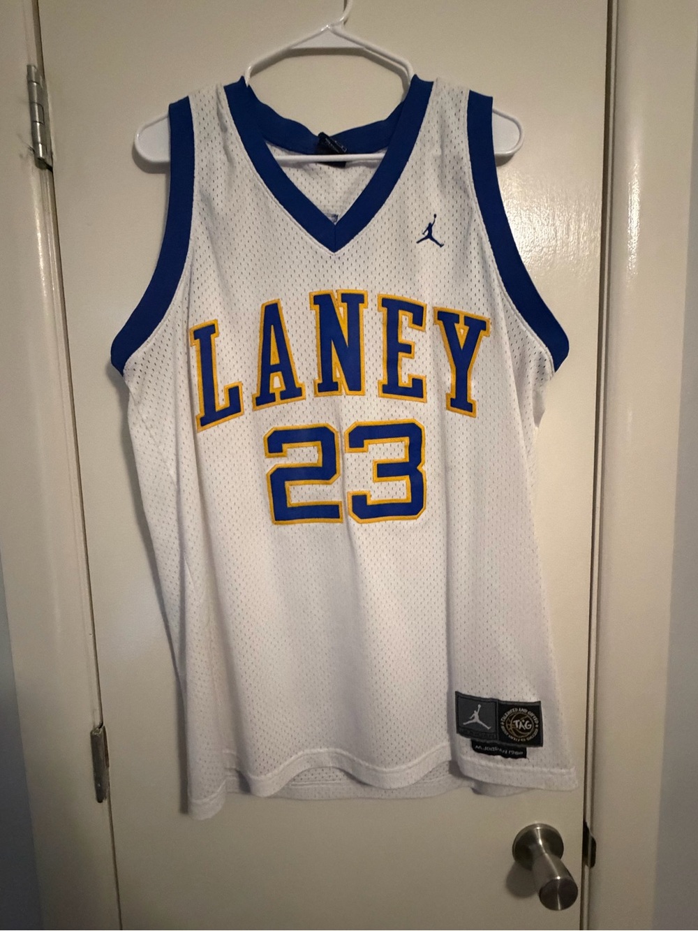 Jordan White, Blue & Yellow Laney #23 Basketball Jersey